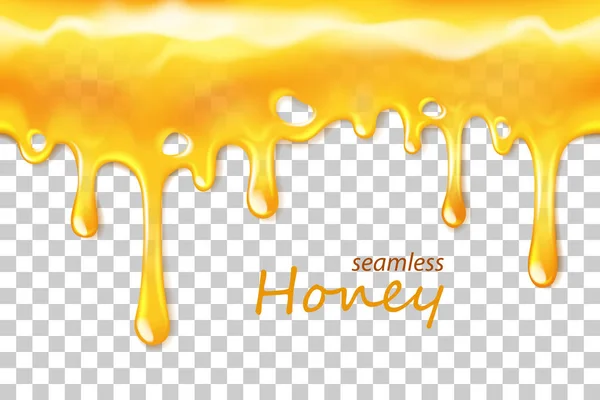 Seamless dripping honey repeatable isolated on transparent backg — Stock Vector