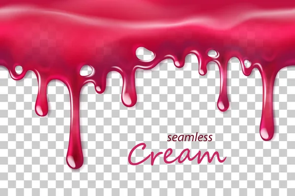 Seamless dripping pink cream repeatable isolated on transparent — Stock Vector