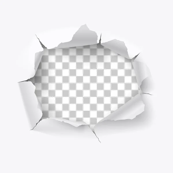 Yırtık delik ve şeffaf bir arka plan üzerinde kağıt yırtık