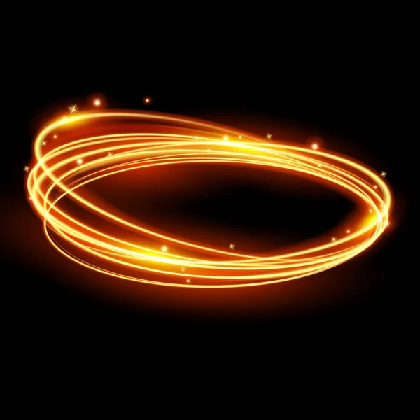 Сяючий магічний світловий ефект і довгі сліди руху вогню — стоковий вектор