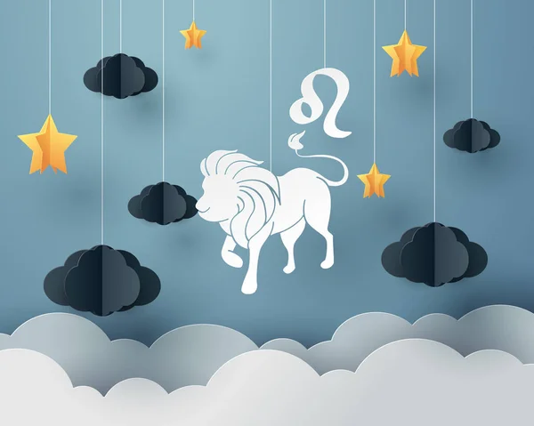 Arte de papel de Leão a Leão de conceito zodiacal e horóscopo Ilustrações De Stock Royalty-Free