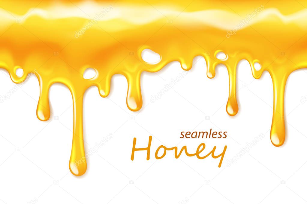 Seamless dripping honey repeatable isolated on white