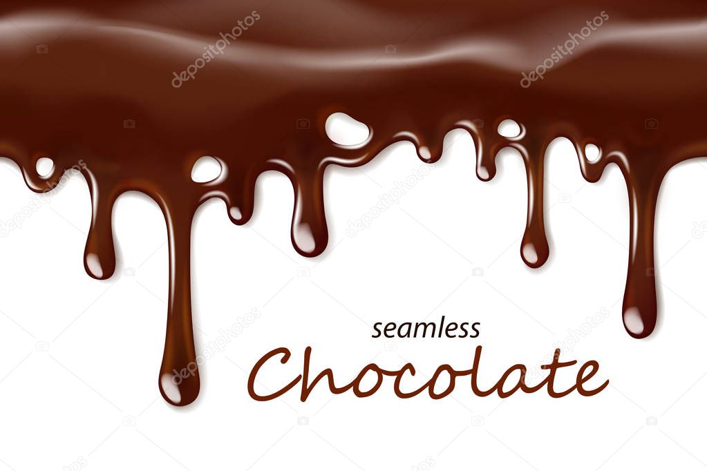 Seamless dripping chocolate repeatable isolated on white