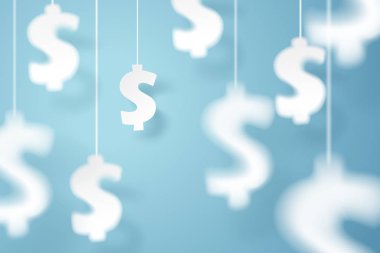 Gökyüzünde asılı dolar işareti Kağıt sanat