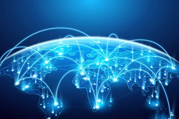 Samenvatting van wereldnetwerk, Internet en wereldwijde verbinding — Stockvector