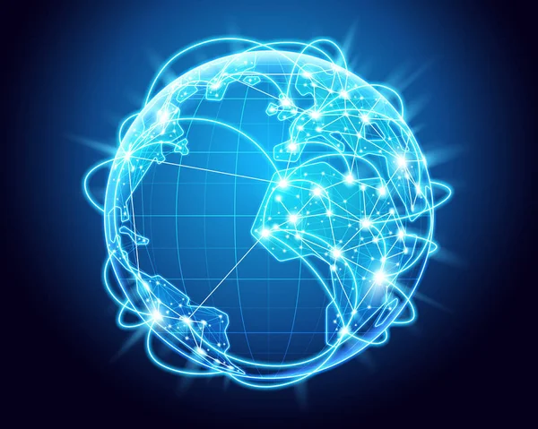 Dünya ağı, internet ve küresel bağlantı nın özeti — Stok Vektör