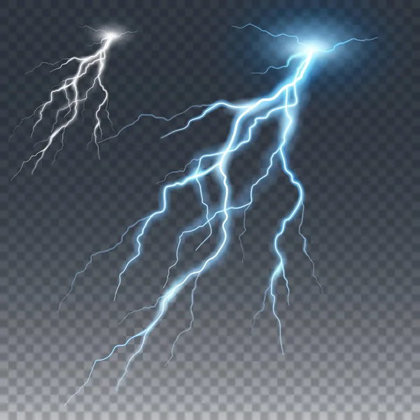 Lightening and thunder bolt, glow and sparkle effect — Stock Vector