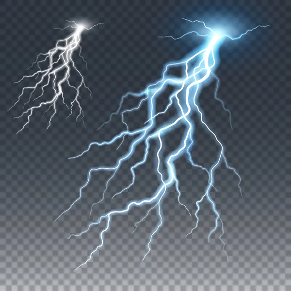 Lightning and thunder bolt, glow and sparkle effect — Stock Vector