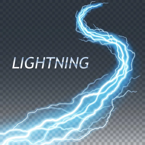 Lightning and thunder bolt or electric, glow and sparkle effect — Stock Vector