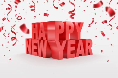 Mutlu yıllar, 3d metin ve konfeti