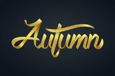Sonbahar kaligrafi el yazısı altın glitter
