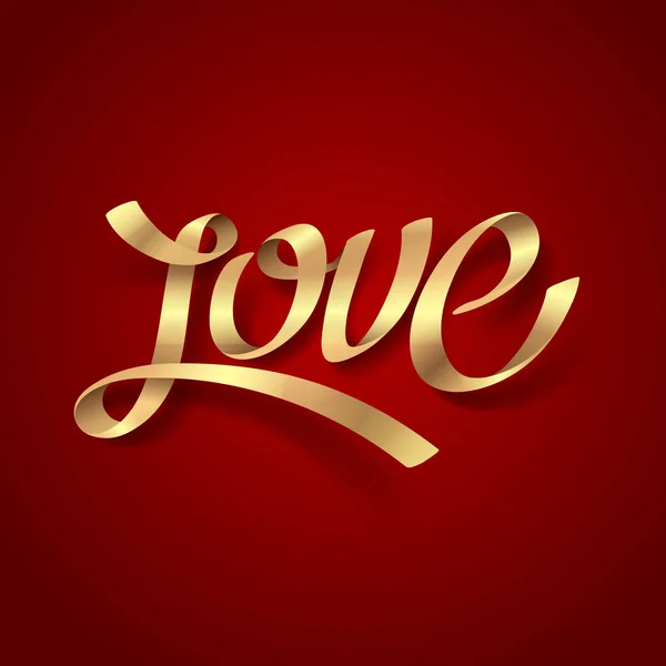 Gouden lint van liefde kalligrafie en belettering, Valentijnsdag een — Stockvector