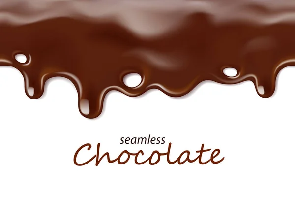 Seamless dripping chocolate repeatable isolated on white — Stock Vector