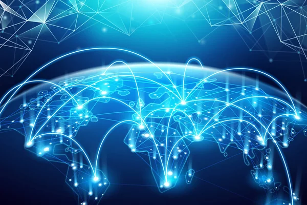 世界のネットワーク、インターネット、グローバル接続の要約 — ストックベクタ