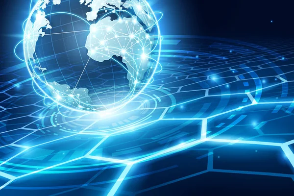 Dünya ağı, internet ve küresel bağlantı concep soyut — Stok Vektör