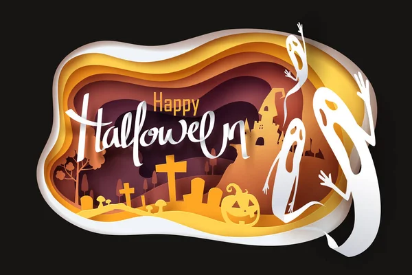 Art du papier d'Halloween heureux — Image vectorielle