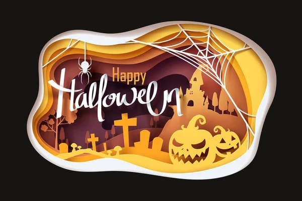Art du papier d'Halloween heureux — Image vectorielle