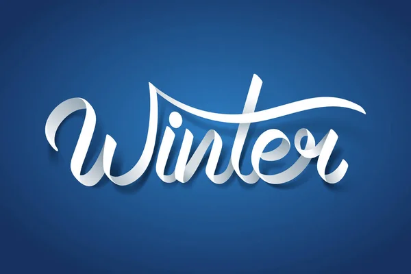 Arte de papel de invierno caligrafía letras a mano — Vector de stock