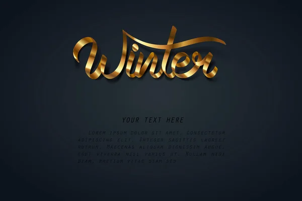 Arany szalag téli kalligráfia kézzel betűk — Stock Vector