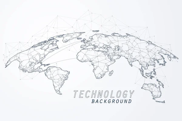 Riassunto della rete mondiale, bordo e vertice della connessione mondiale — Vettoriale Stock