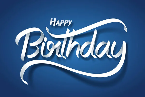 Arte de papel de feliz cumpleaños caligrafía letras de la mano — Vector de stock