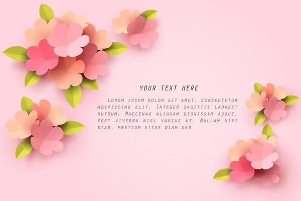 Papper konst av rosa blomma mall på rosa bakgrund — Stock vektor