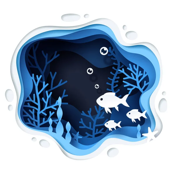 Su altı dünyasında ki balıkların kağıt sanatı