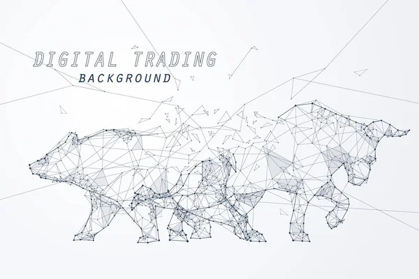 Cadre métallique tendance baissière et haussière, trading de technologie — Image vectorielle