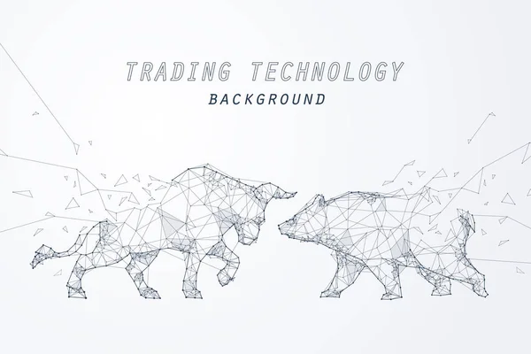 Draad frame bearish en bullish trend, technologie handel — Stockvector