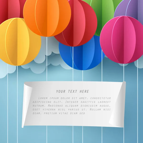彩色气球的纸艺 — 图库矢量图片