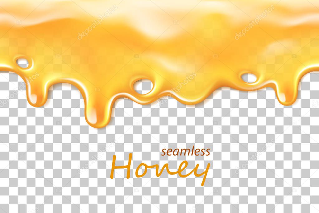 Seamless dripping honey repeatable isolated on transparent
