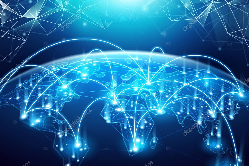 Abstract of world network, internet and global connection concept, vector art and illustration.