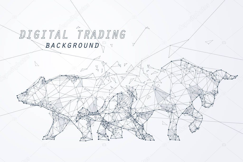 Wire frame bearish and bullish trend, technology trading