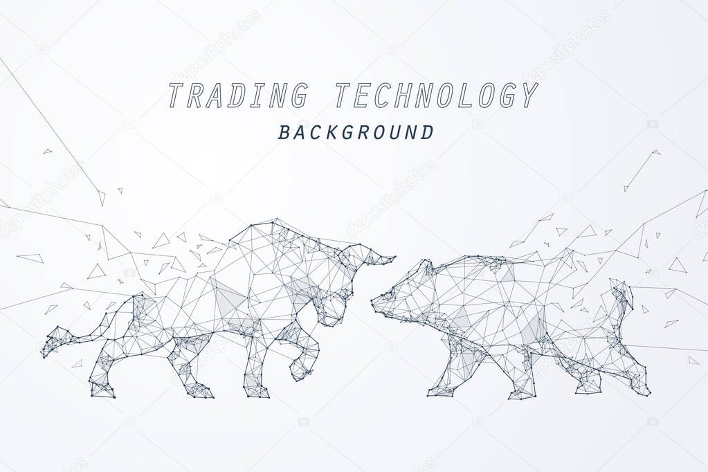 Wire frame bearish and bullish trend, technology trading