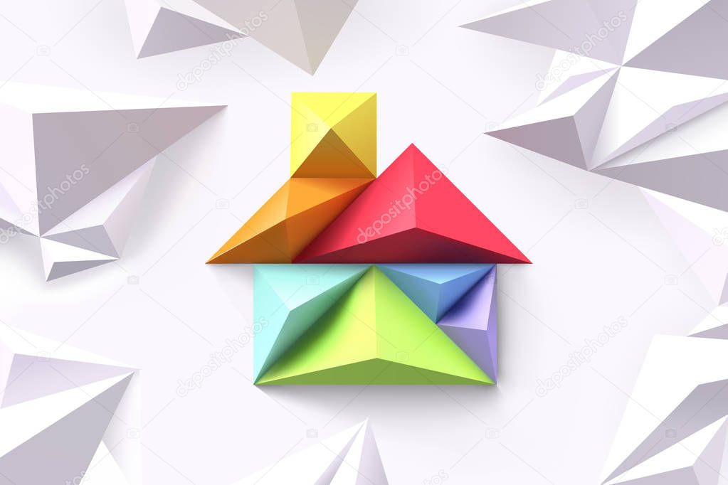 Paper art of house tangram