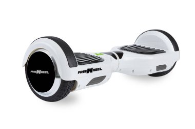 Kendini beyaz arka plan üzerinde elektrik kaykay akıllı Scooter Dengeleme Hoverboard çift tekerlek yakın çekim