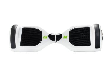 Kendini beyaz arka plan üzerinde elektrik kaykay akıllı Scooter Dengeleme Hoverboard çift tekerlek yakın çekim