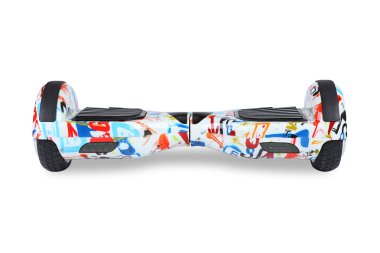 Kendini beyaz arka plan üzerinde elektrik kaykay akıllı Scooter Dengeleme Hoverboard çift tekerlek yakın çekim