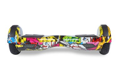 Kendini beyaz arka plan üzerinde elektrik kaykay akıllı Scooter Dengeleme Hoverboard çift tekerlek yakın çekim