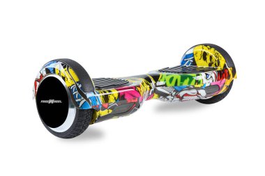 Kendini beyaz arka plan üzerinde elektrik kaykay akıllı Scooter Dengeleme Hoverboard çift tekerlek yakın çekim