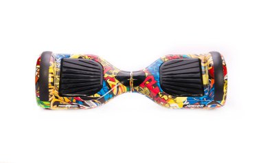 Kendini beyaz arka plan üzerinde elektrik kaykay akıllı Scooter Dengeleme Hoverboard çift tekerlek yakın çekim