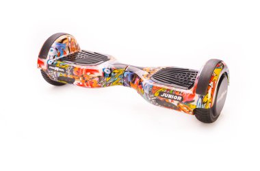 Kendini beyaz arka plan üzerinde elektrik kaykay akıllı Scooter Dengeleme Hoverboard çift tekerlek yakın çekim