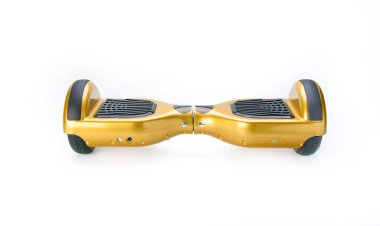 Kendini beyaz arka plan üzerinde elektrik kaykay akıllı Scooter Dengeleme Hoverboard çift tekerlek yakın çekim
