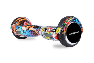 Kendini beyaz arka plan üzerinde elektrik kaykay akıllı Scooter Dengeleme Hoverboard çift tekerlek yakın çekim