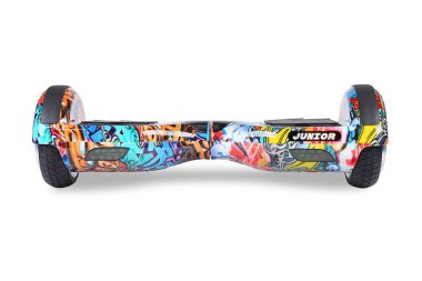 Kendini beyaz arka plan üzerinde elektrik kaykay akıllı Scooter Dengeleme Hoverboard çift tekerlek yakın çekim