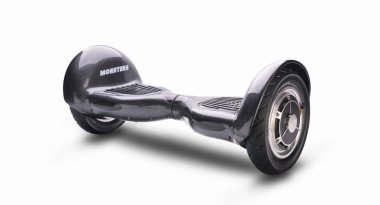 Kendini beyaz arka plan üzerinde elektrik kaykay akıllı Scooter Dengeleme Hoverboard çift tekerlek yakın çekim