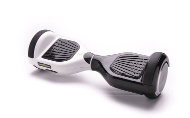 Kendini beyaz arka plan üzerinde elektrik kaykay akıllı Scooter Dengeleme Hoverboard çift tekerlek yakın çekim