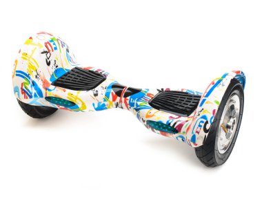 Kendini beyaz arka plan üzerinde elektrik kaykay akıllı Scooter Dengeleme Hoverboard çift tekerlek yakın çekim