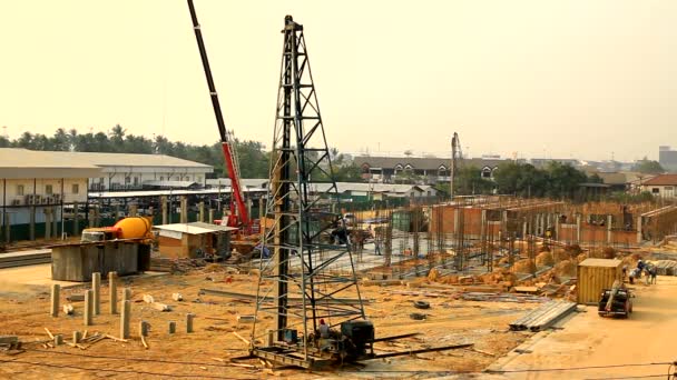 Planta Construcción Grúa Derrick — Vídeo de stock