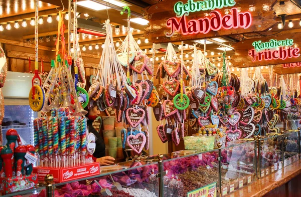 Traditional German Christmas Stall Selling Selection Confectionary Biscuits — Stock Photo, Image